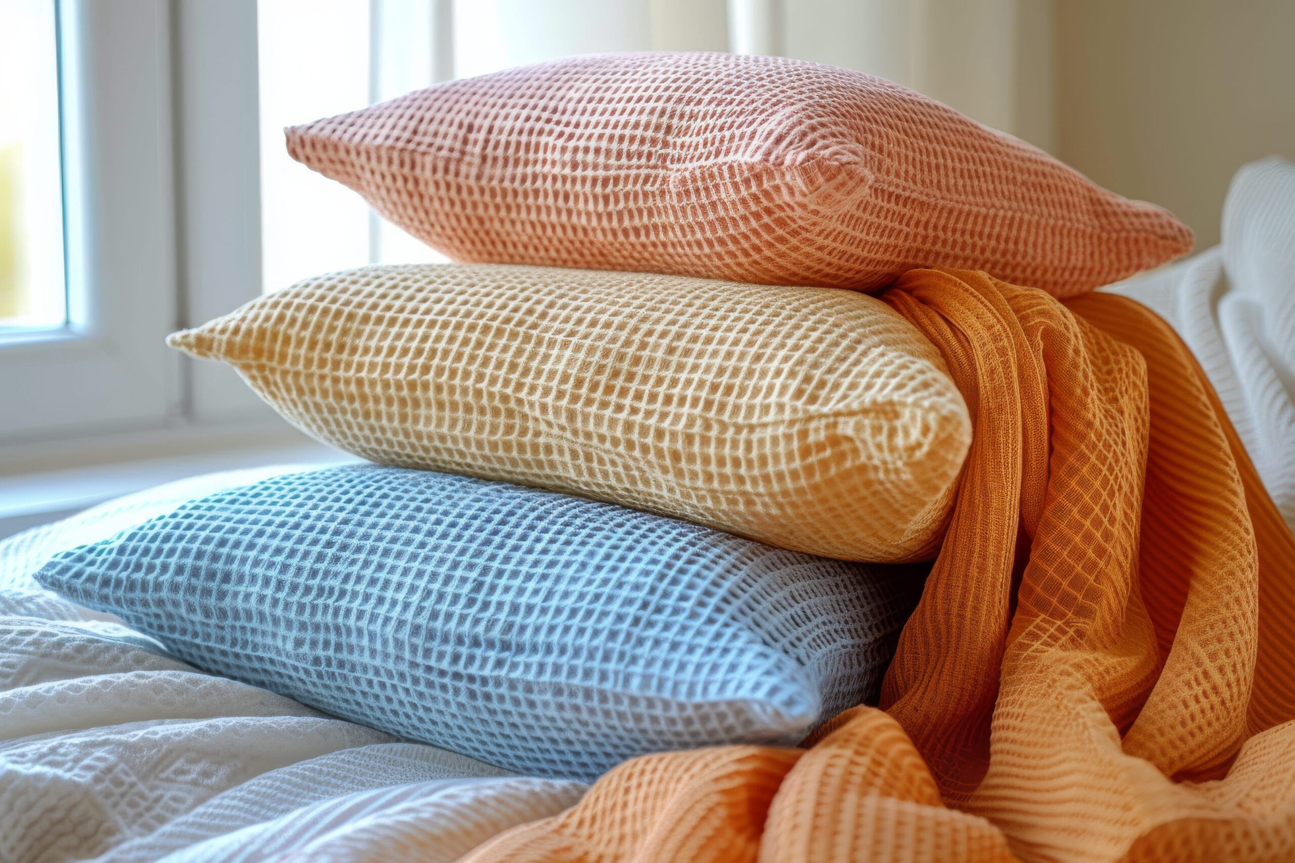 Clean Throw Pillows and Blankets